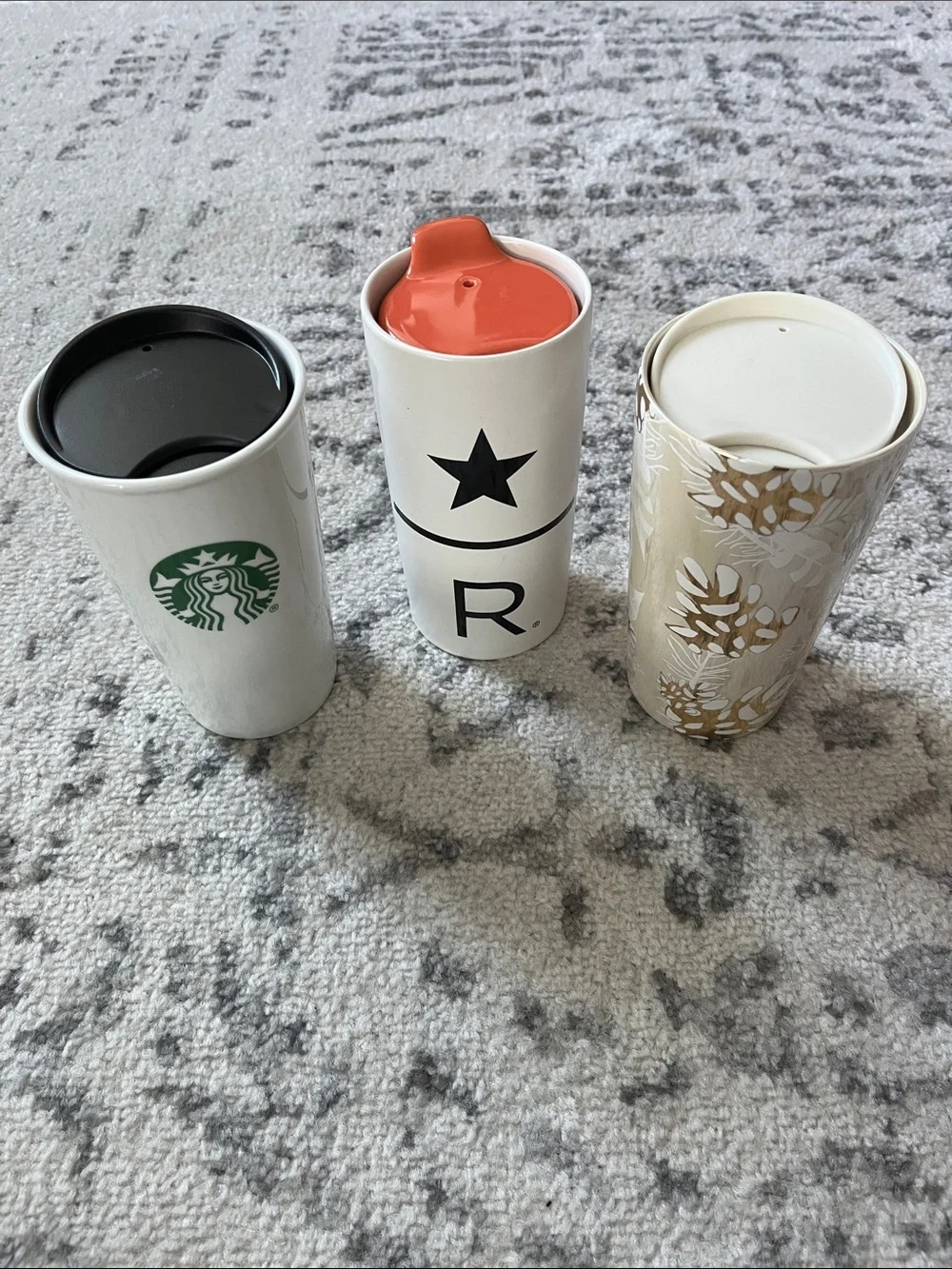 Three Starbucks Ceramic Travel Tumblers, 10 oz